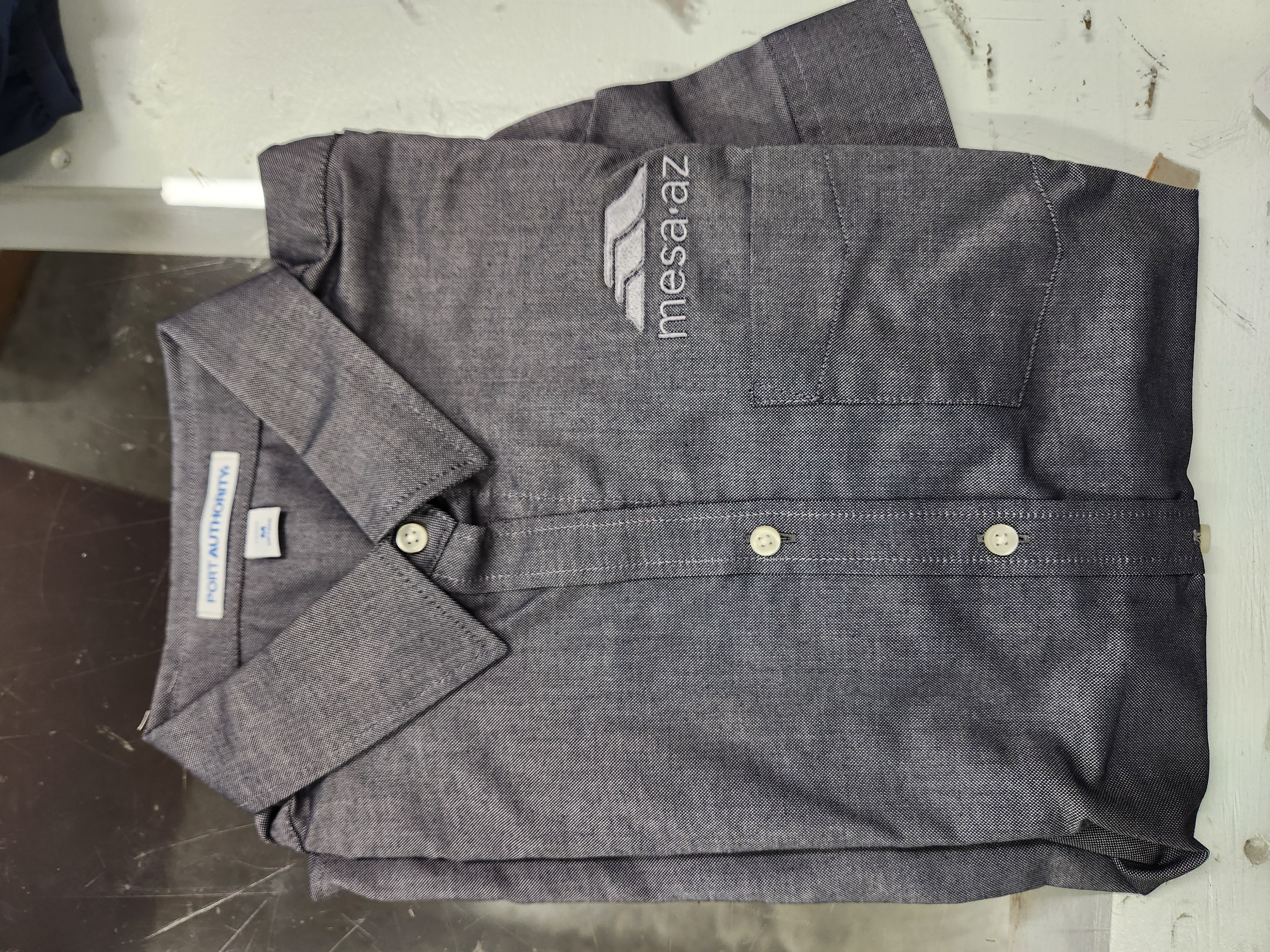 Custom embroidered Mesa AZ button-down shirt
