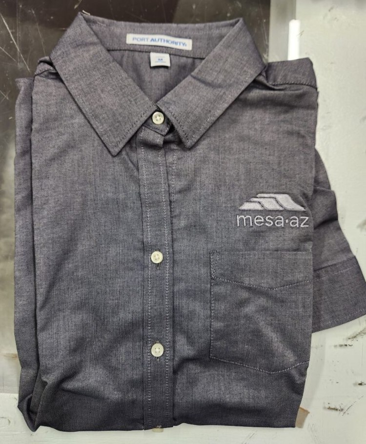 Custom embroidered Mesa AZ button-down shirt